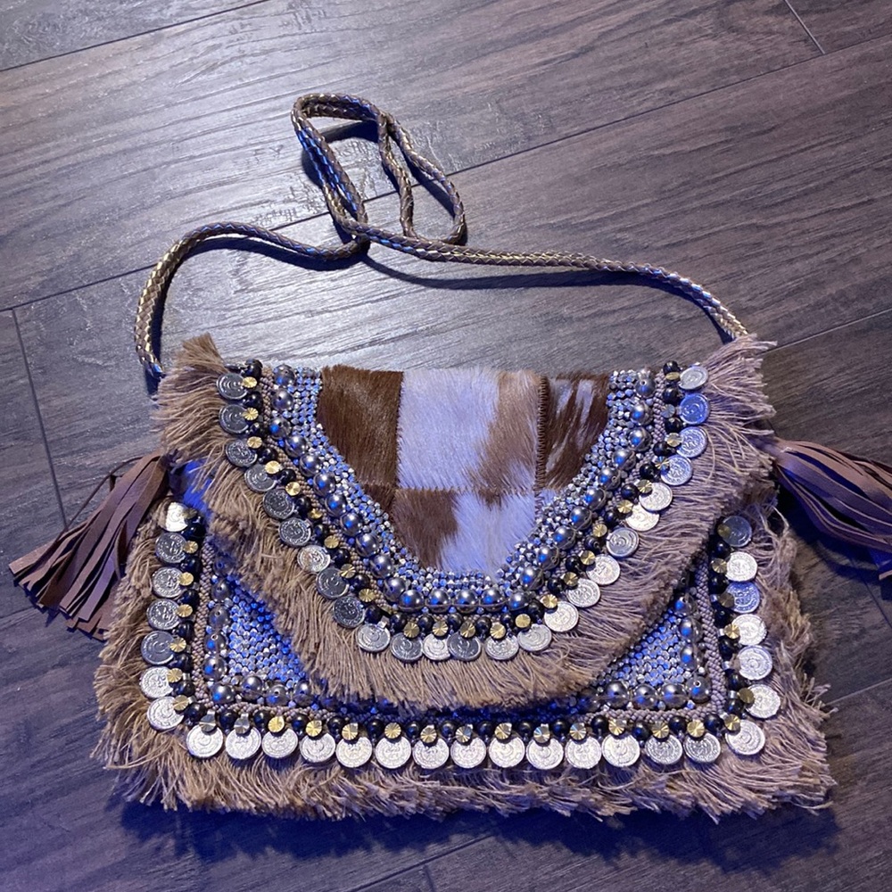 ANTHROPOLOGIE ibBan calf hair crossbody bag